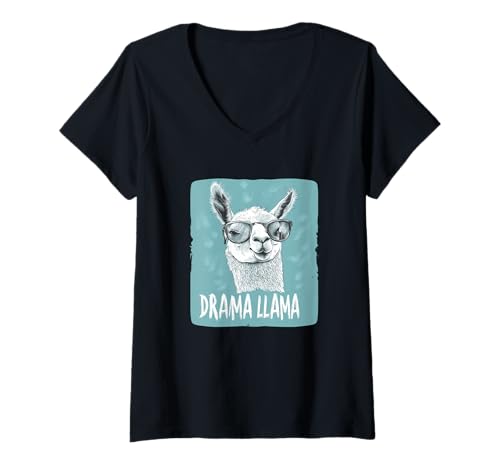 Damen Happy Drama Lama Rede Kostüm für Jungen und Mädchen T-Shirt mit V-Ausschnitt Damen Happy Drama Lama Rede Kostüm für Jungen und Mädchen T-Shirt mit V-Ausschnitt von Drama Llama Outfit