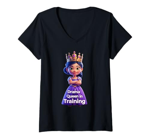 Damen Drama Queen Lustiges Unisex-Design für Männer und Frauen T-Shirt T-Shirt mit V-Ausschnitt von Drama Queen Funny Unisex Design For Men Women Tee