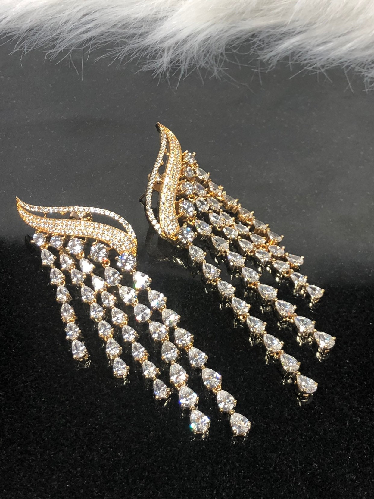 Cz Braut Chandelier Ohrringe Lange Marquis Statement Ohrringe von DramaQueenJewelz