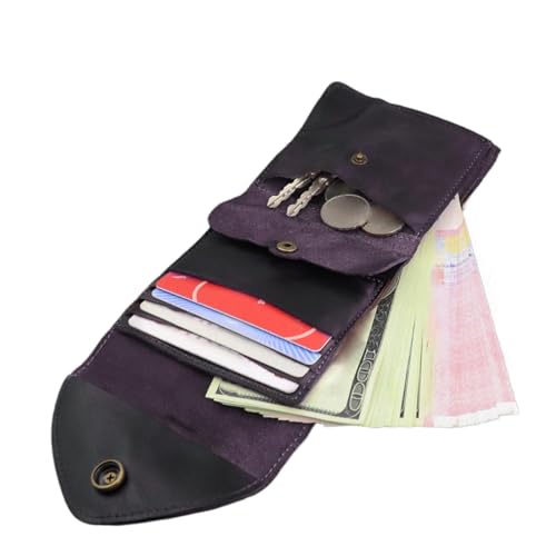 Dranng Dreifach-Geldbörse aus Leder, Dreifach-Geldbörse,Kartenetui aus PU-Leder mit Kartenfächern - Multifunktionale tragbare dreifach Faltbare Geldbörse, kompakter Kleingeldhalter von Dranng