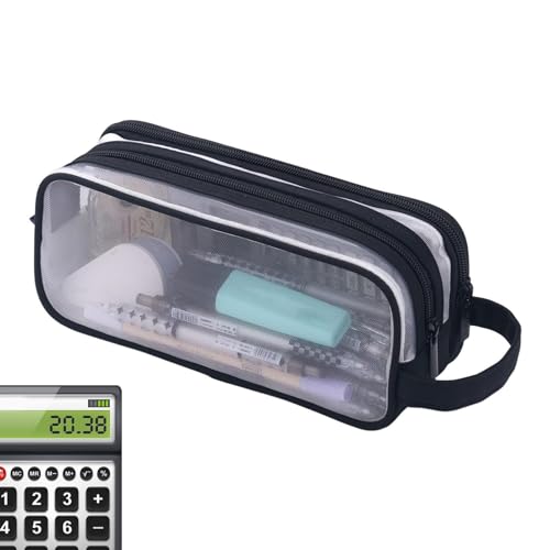 Dranng Gitternetz-Federmäppchen, durchsichtiges Netz-Federmäppchen, Transparente stationäre Make-up-Tasche mit Reißverschluss, Transparenter Schreibwaren- und Make-up-Organizer für Erwachsene und von Dranng