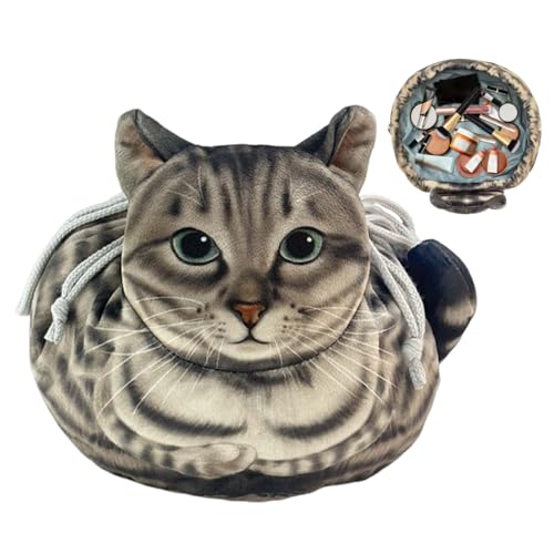 Dranng Makeup Bag Zugbeutel Katzenform - Niedliche Kosmetiktasche - Tragbarer Organizer Für Damen Reise Fitness Camping Koffer Urlaub Aufbewahrung von Dranng