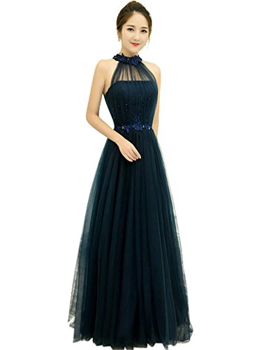 Drasawee Damen Empire Kleid Gr. 36, Marineblau von Drasawee