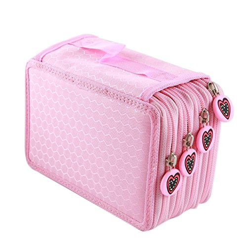 Drasawee Super großes Fassungsvermögen, mehrschichtiges Federmäppchen, Organizer für 72 Bleistifte, Stiftetasche, Schreibwaren, Make-up, Kosmetiktasche, Multifunktions-Bleistift-Box, rose, von Drasawee