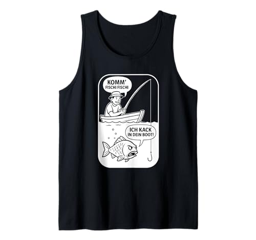 Herren Ich kack in dein Boot! – Lustiger Angler Spruch für Papa Tank Top von Draußenkerle