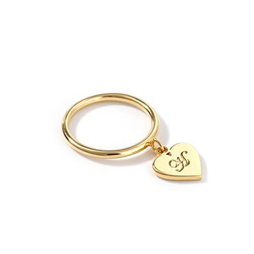 Drawelry Personaliserter Herz Buchstabe Ring Custom Name Baumeln Benutzerdefinierte Anfängliche Herz Einzeln Brief Ringe Vergoldet Schmuck Geschenk für Frauen Männer Mädchen Jungen (Buchstabe) von Drawelry