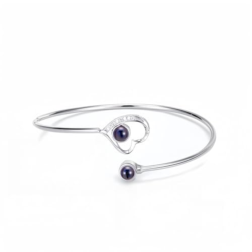 Drawelry Personalisiert Foto Projektion Armband mit Bild im Geburt Stein Gold Silber Herz Blume Armbänder Schmuck Geburtstag Weihnachten Geschenke für Damen Frauen Ehefrau Mutter Freundin (B06) von Drawelry