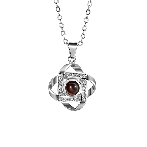 Drawelry Personalisierte Foto Projektion Halskette: Sterling Silber Ich Liebe Dich Anhänger Kette mit Bild im Inneren Anniversary Weihnachten Schmuck Geschenke für Damen Mädchen (Glück-SI) von Drawelry