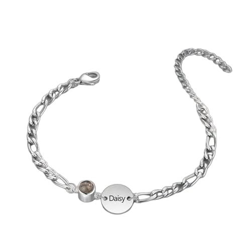 Drawelry Personalisierte Projektion Bild Armband für Freundin: Benutzerdefinierte Birthstone Name Herz-Anhänger Fotoprojektionsarmband Bunten Kette Armbänder mit Bild innen Geschenk (Name) von Drawelry