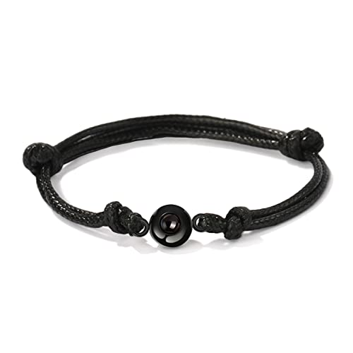 Drawelry Personalisiertes Fotoprojektionsarmband Schwarz Fotoarmbänder: Benutzerdefinierte Verstellbares Geflochtenes Ich liebe dich Armband mit Bild im Inneren Charm Armreif Schmuck Geschenk von Drawelry