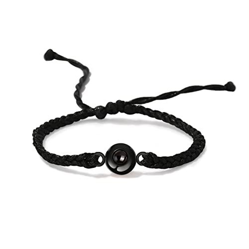 Drawelry Personalisiertes Fotoprojektionsarmband Schwarz Fotoarmbänder: Benutzerdefinierte Verstellbares Geflochtenes Ich liebe dich Armband mit Bild im Inneren Charm Armreif Schmuck Geschenk von Drawelry