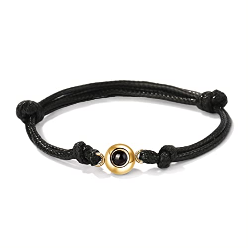 Drawelry Personalisiertes Fotoprojektionsarmband Schwarz Fotoarmbänder: Benutzerdefinierte Verstellbares Geflochtenes Ich liebe dich Armband mit Bild im Inneren Charm Armreif Schmuck Geschenk von Drawelry