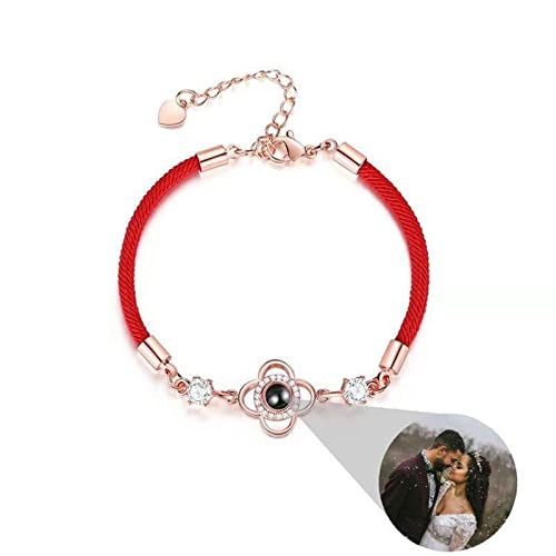 Personalisiertes Projektions Armbänder Halloween Geschenk für Frauen Herren Zirkonia Fotoprojektor Armband Benutzerdefinierte FotoVerstellbares geflochtenes Seil-Armband Paare Schmuck (Familie-RG) von Drawelry