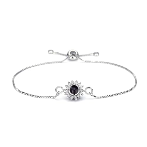 Personalisiertes Projiziertes Bild Armband mit Diamant,Benutzerdefinierte mit Bild im Inneren Anhänger Projektionsarmband, Verstellbares Bild-Armband für Freund Frauen Frau von Drawelry