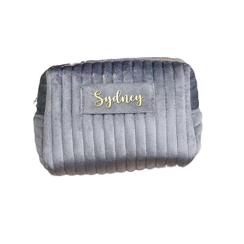 Reise Kosmetiktasche mit Namen Kleine Make up Tasche Cord Schminktasche Kulturbeutel Damen Kosmetiktasche für Frauen Kulturtasche für Make-up Pinsel und Beauty Utensilien (Klein) von Drawelry