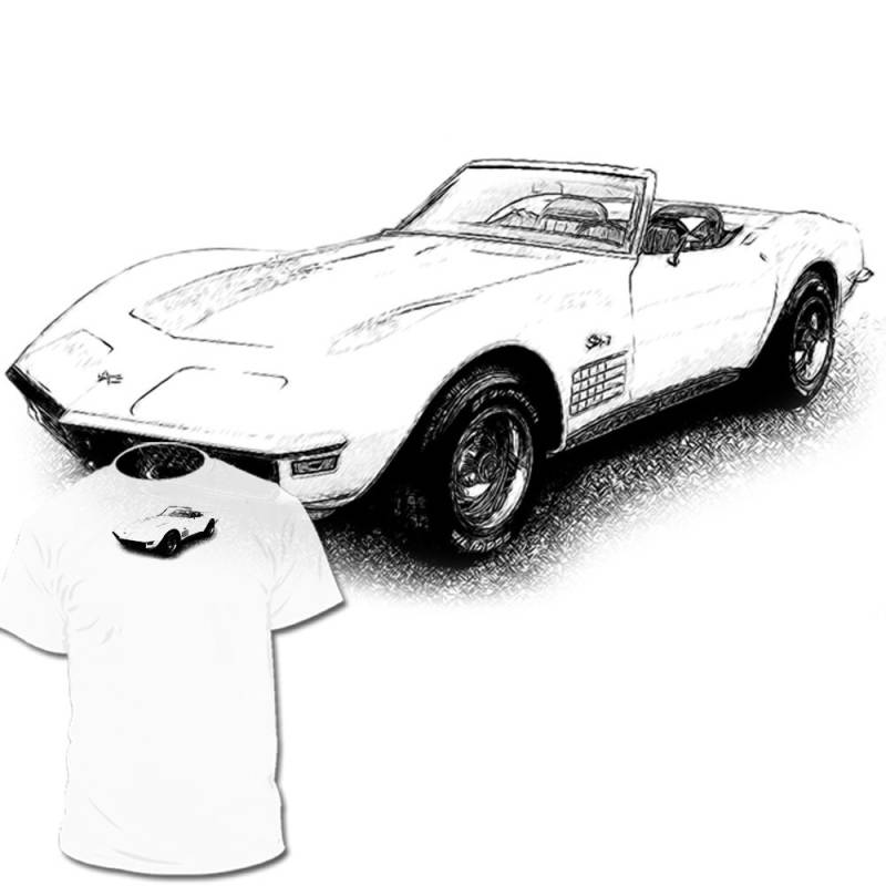 Corvette C3 Cabrio Zeichnung Tshirt Chevy Zeichnungen Verfügbar C1 C2 C4 C6 C7 Mustang Viper Porsche Sind von Drawinx