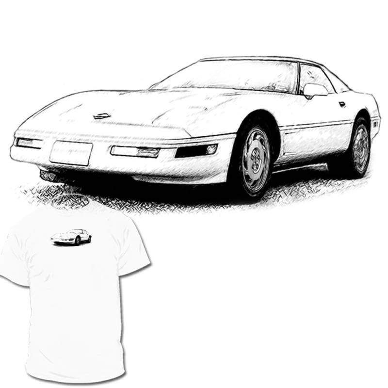 Corvette C4 Coupe Zeichnung Tshirt Chevy Zeichnungenavailabl C1 C2 C3 C6 C7 Mustang Viper Porsche Zeichnungen Verfügbar von Drawinx