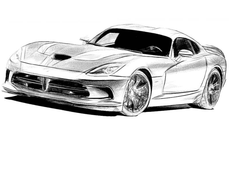 Dodge Viper Zeichnung T Shirt von Drawinx