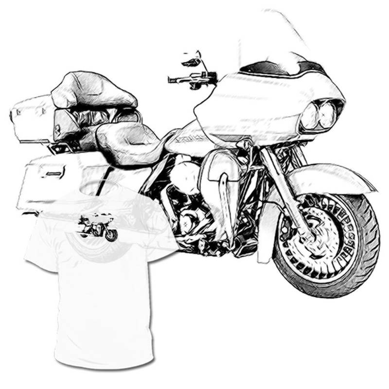 Harley Davidson Road Glide Zeichnung T Shirt Vrod Dyna Sportster Vrsc R Verfügbar Weitere Motorrad Zeichnungen Sind Verfügbar von Drawinx