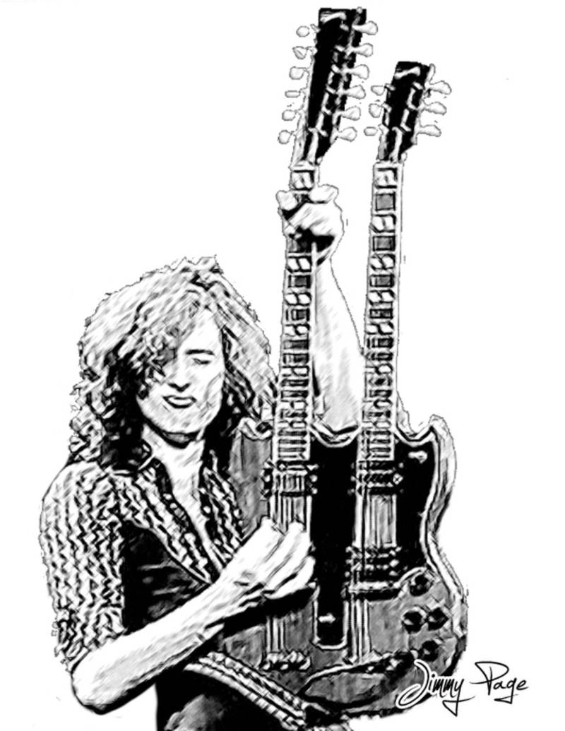 Jimmy Page Zeichnung T-Shirt von Drawinx