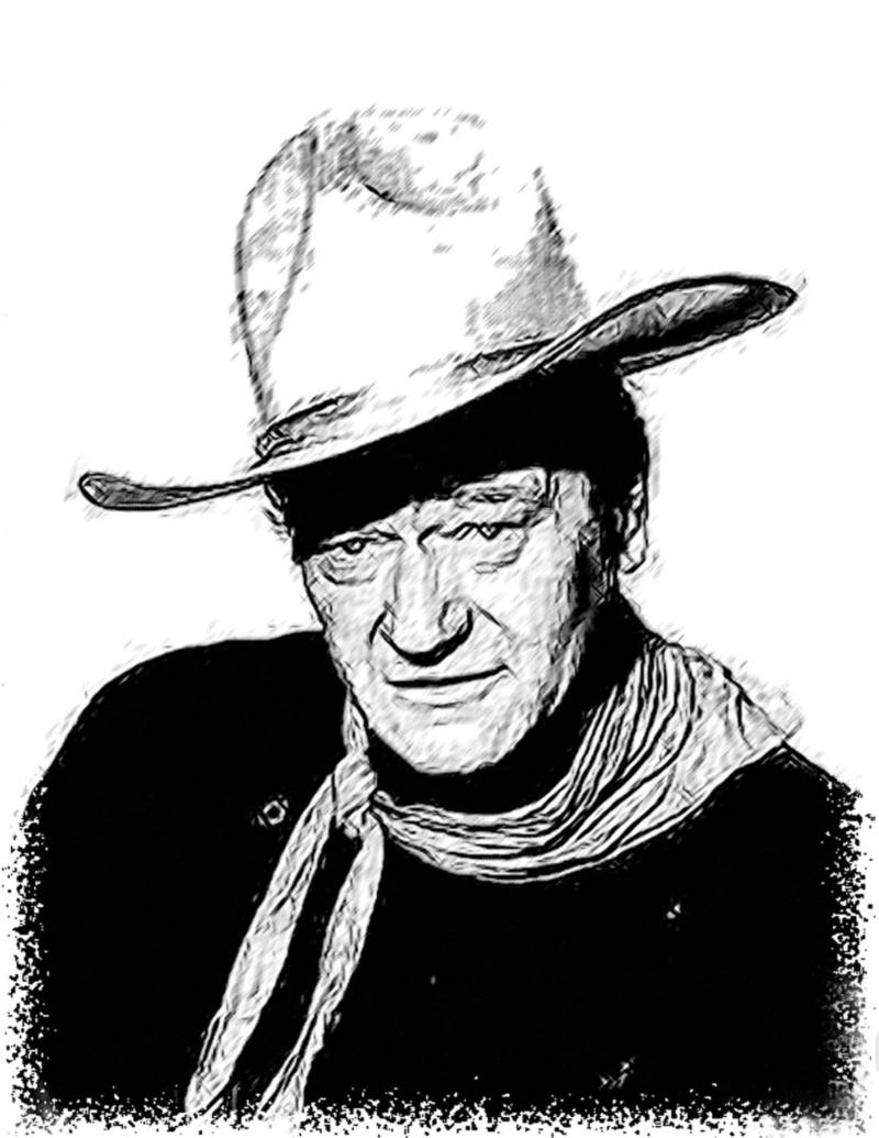 John Wayne Zeichnung T-Shirt The Duke Cowboys Texas Dallas von Drawinx