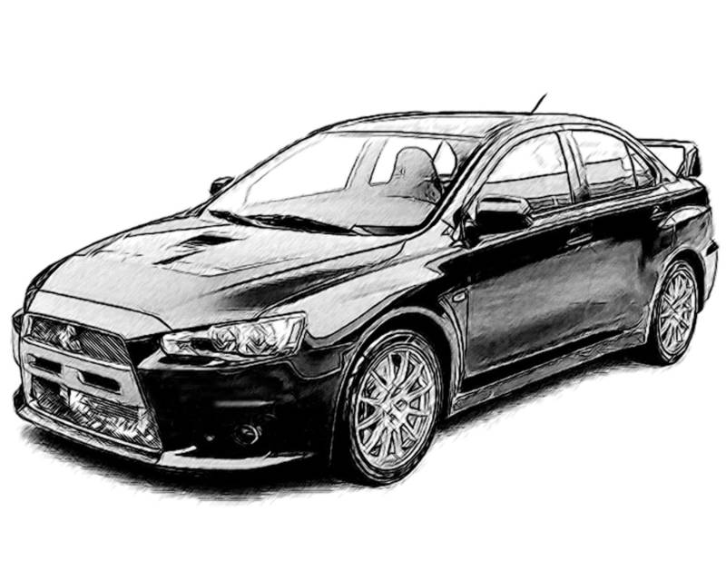 Mitsubishi Lancer Zeichnung T-Shirt von Drawinx