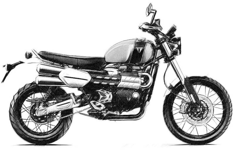 Triumph Scrambler 1200 Zeichnung T Shirt von Drawinx