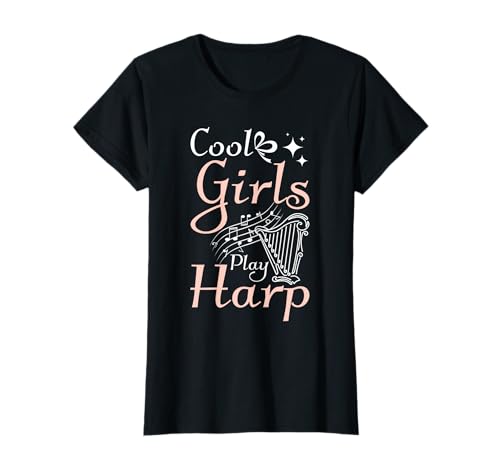 Coole Mädchen spielen Harfe T-Shirt von Drawn Harp Player Harpist Harfenist Apparel