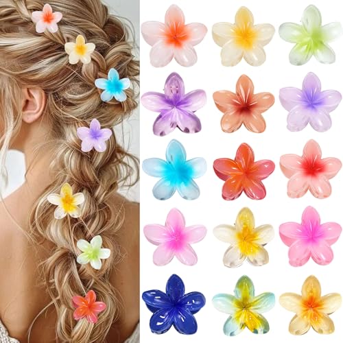 15 Pack Blumen Haarklammer, Haarklammer Blume, Hawaii Haarspange Blume, 4CM Klein Plumeria-Blumenkralle, Dünnes, Dickes, Lockiges Haar Für Frauen, Rutschfeste Hibiskus-Haarspangen, Haar Accessoire 15 Pack Blumen Haarklammer, Haarklammer Blume, Hawaii Haarspange Blume, 4CM Klein Plumeria-Blumenkralle, Dünnes, Dickes, Lockiges Haar Für Frauen, Rutschfeste Hibiskus-Haarspangen, Haar Accessoire von Dreaku