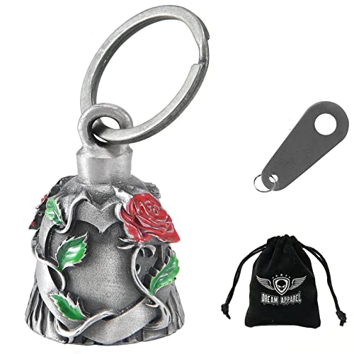 Dream Apparel Motorradglocken für Biker, Herz-Rose-Bikerglocken, Schlüsselanhänger mit Engelglocke und Aufhänger von Dream Apparel