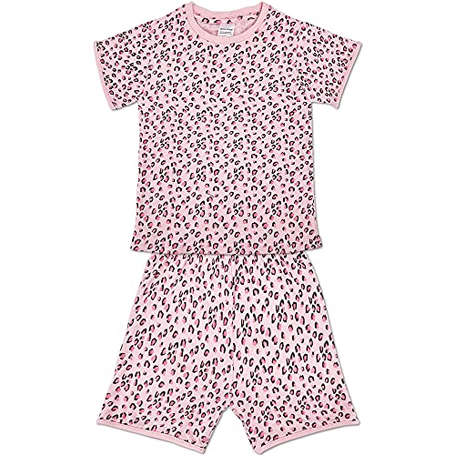 Dream Bridge Jungen Schlafanzug Mädchen Kurz Pyjamaset Kinder Kurze Nachtwäsche Shorty Bekleidung Dinosaurier Einhorn 100% Baumwolle, Rosa Leopard, 7-8 Jahre(1er Pack) von Dream Bridge