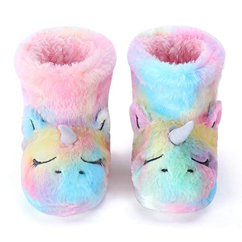 Dream Bridge Kinder Plüsch Hausschuhe Flauschige Stiefel für Mädchen buntes 100% Synthetik, Rosa Einhorn, 25/26 EU von Dream Bridge