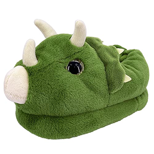 Dream Bridge Kinder Plüsch Hausschuhe Stiefel Flauschig Dinosaurier Pantoffeln rutschfeste Gummi Sohle Kindergarten Zuhause Schuhe Mädchen Jungen Winter Wärme,Grüner Dinosaurier,36 EU von Dream Bridge