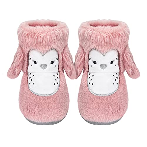 Kinder Plüsch Hausschuhe Mädchen Pinguin Hausschuhe Plüsch Stiefel Flauschig Tiere Paillette Pantoffeln rutschfeste Gummi Sohle Kindergarten Zuhause Schuhe 100% Synthetik Schuhe Rosa 28.5 EU(10/11) von Dream Bridge