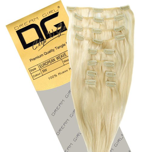 Dream Girl 14 inch Colour Snow White Clip On Hair Extensions von Dream Girl