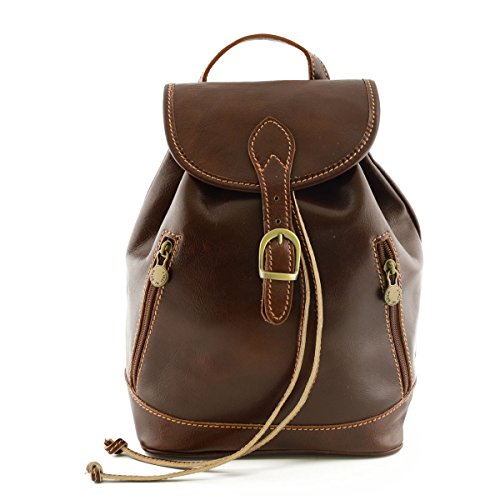 Dream Leather Bags Made in Italy toskanische echte Ledertaschen Leder Rucksack Farbe Braun - Italienische Lederwaren - Rucksack von LEATHER Bags