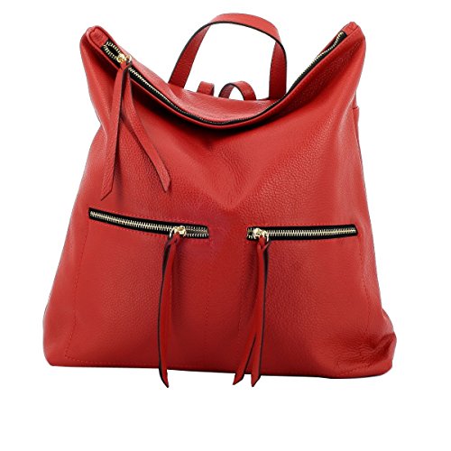 Dream Leather Bags Made in Italy toskanische echte Ledertaschen Rucksack Aus Echtem Leder Für Damen Farbe Rot - Italienische Lederwaren - Rucksack von LEATHER Bags