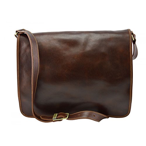 Messenger Aus Echtem Leder Farbe Braun - Italienische Lederwaren - Herrentasche von Dream Leather Bags Made in Italy toskanische echte Ledertaschen