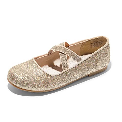 DREAM PAIRS Mädchen Flats Mary Jane Schnürschuhe Ballettschuhe Prinzessinnenschuhe Bequeme Flats Alltag Party Hochzeit,Size 35,Gold,Angie-2 von DREAM PAIRS
