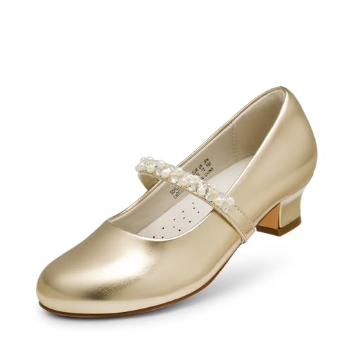 Dream Pairs Mädchen Mary Jane Strap Flache Schuhe Ballerinas Prinzessin Schuhe Flache Schulschuhe Gold 32 SDFL2403K von Dream Pairs