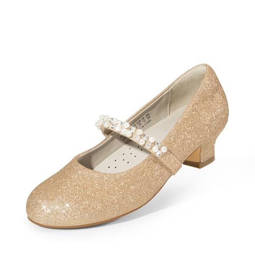 Dream Pairs Mädchen Mary Jane Strap Flache Schuhe Ballerinas Prinzessin Schuhe Flache Schulschuhe Gold-Glitter 28.5 SDFL2403K von Dream Pairs