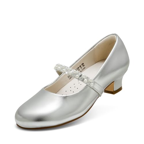 Dream Pairs Mädchen Mary Jane Strap Flache Schuhe Ballerinas Prinzessin Schuhe Flache Schulschuhe Silber 32 SDFL2403K von Dream Pairs