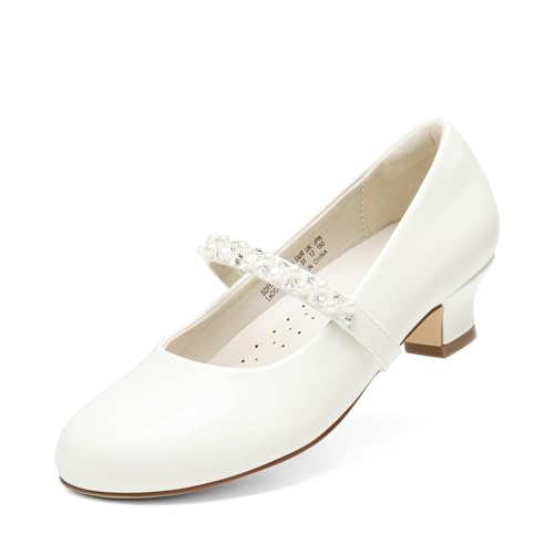 Dream Pairs Mädchen Mary Jane Strap Flache Schuhe Ballerinas Prinzessin Schuhe Flache Schulschuhe Weiss-PAT 28.5 SDFL2403K von Dream Pairs