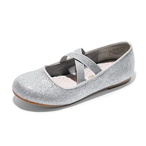 DREAM PAIRS Mädchen Flats Mary Jane Schnürschuhe Ballettschuhe Prinzessinnenschuhe Bequeme Flats Alltag Party Hochzeit Silber 35 Angie-2 von DREAM PAIRS
