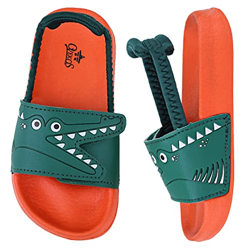 Badelatschen Kinder Jungen Badeschlappen Sommer Hausschuh rutschfest und Leicht Strand Slippers Karikatur Dusch Badeschuhe Weiche Flache Strand Sandalen 23 Orange von Dream QuanZhou