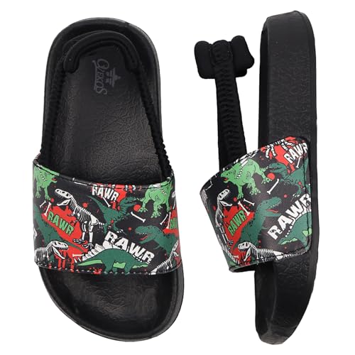 Badelatschen Kinder Jungen Badeschlappen Sommer Hausschuh rutschfest und Leicht Strand Slippers Karikatur Dusch Badeschuhe Weiche Flache Strand Sandalen 26 Schwarz von Dream QuanZhou