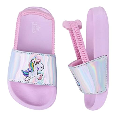 Badelatschen Kinder Mädchen Badeschlappen Sommer Hausschuh rutschfest und Leicht Strand Slippers Karikatur Dusch Badeschuhe Weiche Flache Strand Sandalen 22 Silber von Dream QuanZhou