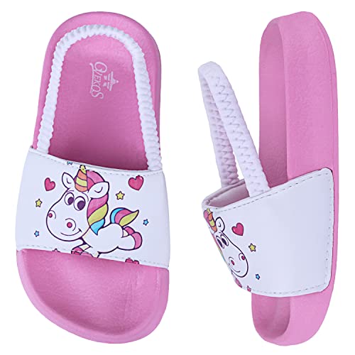 Dream QuanZhou Badelatschen Kinder Mädchen Badeschlappen Sommer Hausschuh Rutschfest und Leicht Strand Slippers Karikatur Dusch Badeschuhe Weiche Flache Strand Sandalen 23 Rosa Weiß von Dream QuanZhou