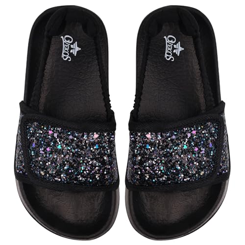 Badelatschen Kinder Mädchen Badeschlappen Sommer Hausschuh rutschfest und Leicht Strand Slippers Karikatur Dusch Badeschuhe Weiche Flache Strand Sandalen 23 Schwarz von Dream QuanZhou