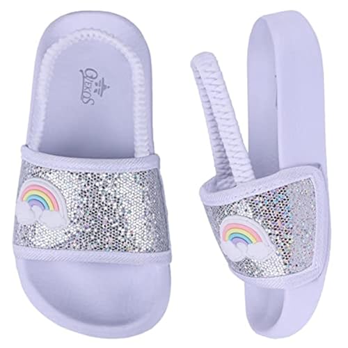 Badelatschen Kinder Mädchen Badeschlappen Sommer Hausschuh rutschfest und Leicht Strand Slippers Karikatur Dusch Badeschuhe Weiche Flache Strand Sandalen 25 Weiß von Dream QuanZhou